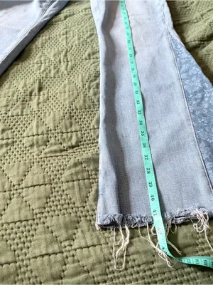 American Eagle Super Hi-Rise Flare Jeans Distressed Patchwork Size 10 Regular thumbnail 11