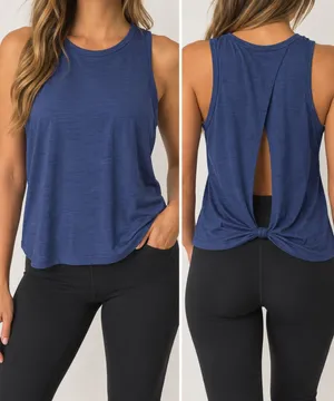AERO Aeropostale Blue Open Back Twist Tank Top Medium Athleisure thumbnail 2