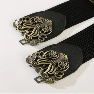 Retro Style Elegant‎ Black and Gold Elastic Women's Belt One Size thumbnail 5