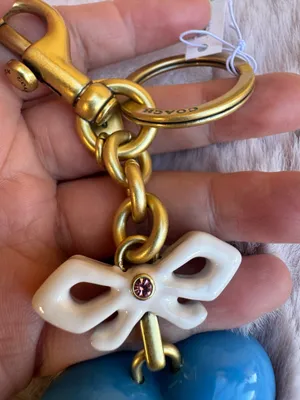 Coach Heart Bag Charm In Resin/Brass/Blue Multi CBH12 Key Chain Key Ring NWT thumbnail 4