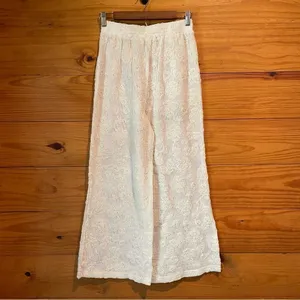 Lulus Cream White Sheer Floral Lace Wide Leg Pants Extra Small Boho Loungewear thumbnail 2