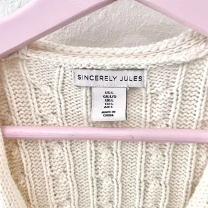 Sincerely Jules Ivory Knit Sweater Vest Size L Button Front New England Prep thumbnail 3