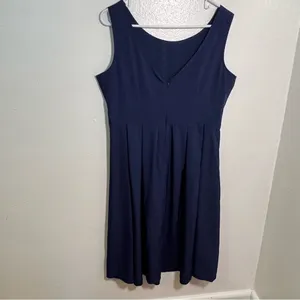 Women's Size XL Sleeveless Fit & Flare Dress Navy Blue Scoop Neck Pleated‎ Skirt thumbnail 5