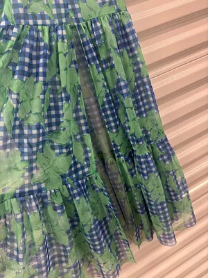 Hutch Suvi Cover-Up Skirt Cobalt Teal Gingham Floral Womens Size Small thumbnail 7