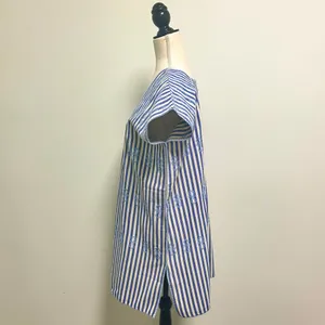 Tuckernuck Ivory Blue Stripe Mini Sullivan Embroidered Canvas Caftan Tunic Small thumbnail 4