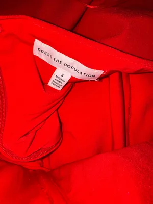 NEW Dress The Population Kathleen Ruffle Halter Gown with Train Rogue Red Sz S thumbnail 9