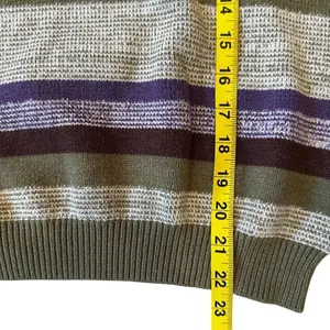 VTG Emmiol Womans Striped Crew Neck Knit Sweater‎ Small Pistachio Green Purple thumbnail 7