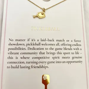 Tiny Tags Pickleball Paddle Pendant Necklace Gold‎ Tone Sports Jewelry New thumbnail 2