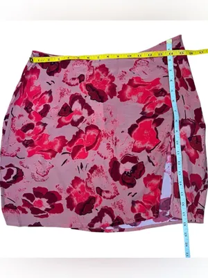Nasty Gal Floral Split Mini Skirt Pink Lilac High Waisted Y2K Cottage Coquette 8 thumbnail 4