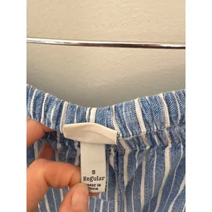 A New Day Blue White Striped Linen Blend Elastic‎ Waist Straight Leg Pants S thumbnail 2