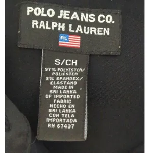 Vintage Polo Jeans Ralph Lauren Black Satin‎ Ruffle Cuff Blouse SMALL 90s y2k thumbnail 6