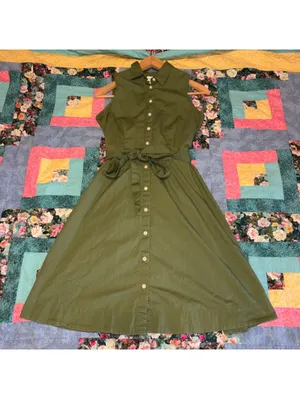 J.Crew $98 Woman’s Size 2 Sleeveless Button-Down Summer Midi Dress with Belt thumbnail 3