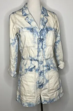 Signature 8- White & Blue Jean Long Sleeve Romper thumbnail 1