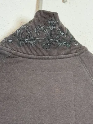 Y2K Abercrombie & Fitch Gray Full-Zip Hoodie Patchwork Embroidered thumbnail 4