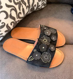 Coach black suede flat sandals  thumbnail 3