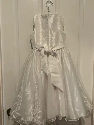 Couture Princess Girls White Formal Dress Size 7 Rhinestone Waist Bow Back thumbnail 4