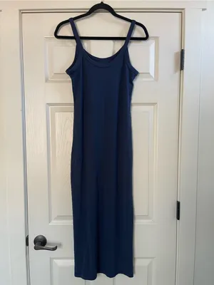 Women’s Nike Sportswear Chill Knit Tight Mini-Rib Tank Dress Midnight Navy Sz M thumbnail 8