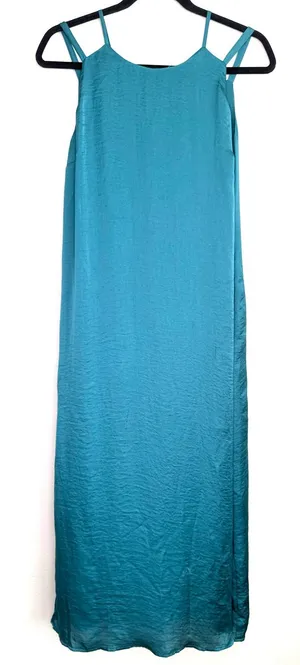 Soft Surroundings Dress Peacock Turquoise Blue Teal Double Strap Wrap Style thumbnail 1