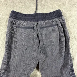 Athleta Pinstripe Wide Leg Pants Womens 4 Blue 100% Linen Coastal Drawstrings thumbnail 7