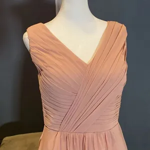 Women’s V-Neck Ruched Full Length Chiffon Bridesmaid Formal Dress Size S NWOT thumbnail 2