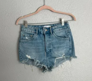 light wash cut off distressed mini jean shorts 4 thumbnail 4