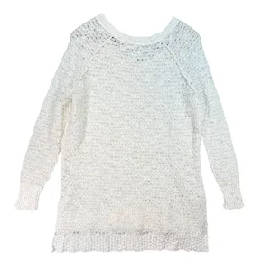 Free People Cream Open Knit Scoop Neck Sweater Textured Pullover Size‎ Small thumbnail 4