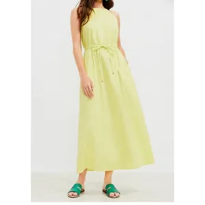 Loft Lime Green Halter Maxi Dress Sleeveless Tie Waist‎ Summer Resort Small New thumbnail 2