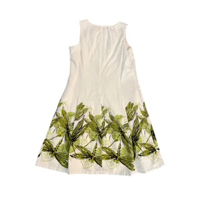 Talbots Womens White Green Dragonfly Linen Blend Fit Flare Dress Size 16 thumbnail 3