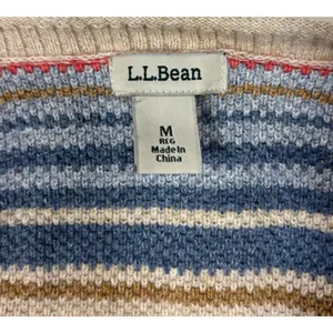 L.L.Bean Sweater Multicolor Striped‎ Cotton Boat Neck Nautical Coastal Classic M thumbnail 4