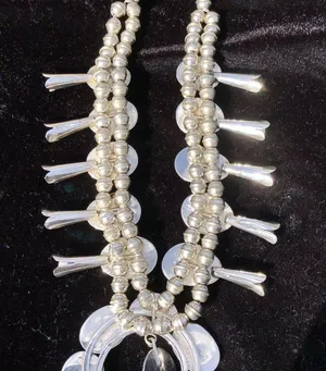 Vintage Sterling Silver Kingman Turquoise Squash Blossom Necklace Jewelry thumbnail 12