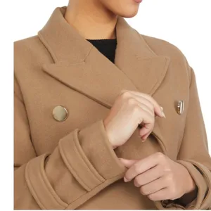 NWT Badgley Mischka Rosalie Notch Collar Coat NO BELT Brown Embellished Button thumbnail 2
