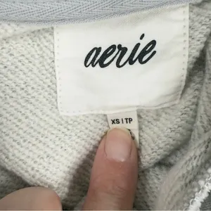 Aerie Hoodie Sweatshirt Oversized Cinch Side Ruched Pullover Grey Cropped XS NEW thumbnail 8