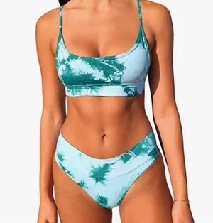 Frankie's Bikinis Blue Tie Dye Bikini thumbnail 1