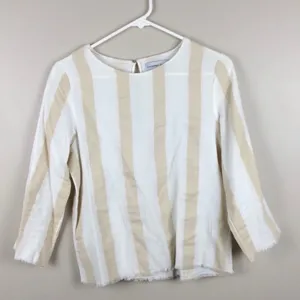 Sincerely Jules Striped Cream Ivory Tan and White Boho Blouse Size Small S thumbnail 4
