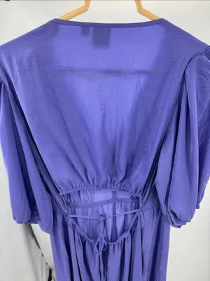 GAP open back blouson Midi Dress in Violet L silky wedding guest event party thumbnail 5
