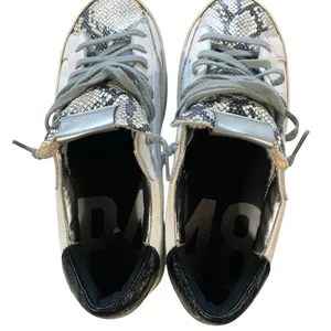 P448 John Sneakers 40 10 White Snakeskin Silver Leather Low Top Italy Edgy thumbnail 4