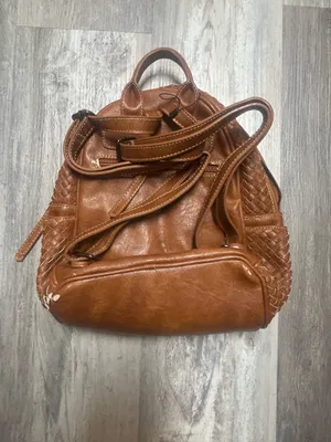 Shomico Certainly Chic Faux Leather Woven Backpack Chestnut See Pic For Flaw thumbnail 6