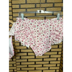 Hot topic Pink Strawberry Milk‎ Ruffle Two Piece Bikini Swimsuit Size XL thumbnail 5
