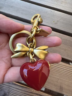 Coach Bow Heart Locket Bag Charm Keychain Key Fob CZ276 Brass / Ruby Red thumbnail 9