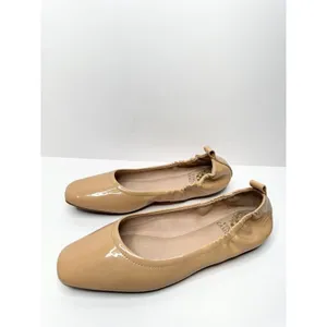 Vince Camuto Flats Womens Size 6‎ Tan Patent Leather Slip On Ballet Shoes thumbnail 3