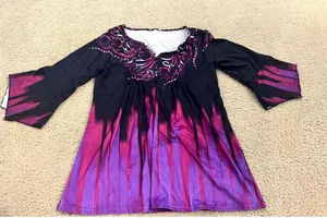 Ab24 woman top shirt bell sleeves purple medium size amazing thumbnail 1