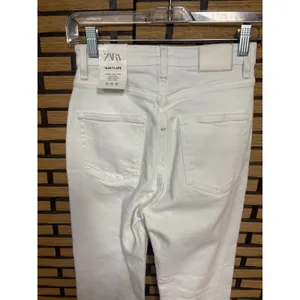Zara‎ White Slim Flare Jeans Size 2 thumbnail 4