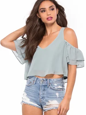 Show Me Your Mumu Sadie Ruffle Crop Top thumbnail 1
