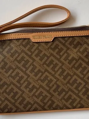 Ellen Tracy Brown Clutch Wristlet Wallet Purse NWT thumbnail 2
