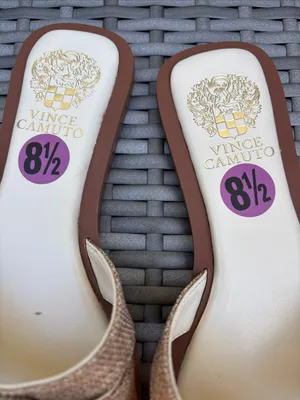 Vince Camuto VP-Byrdy Tan & Cream Woven Slide Sandals thumbnail 4