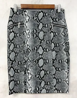 Michael Kors Office Siren Skirt Womens 4 Snakeskin Print Mobwife‎ Grunge Retro thumbnail 1