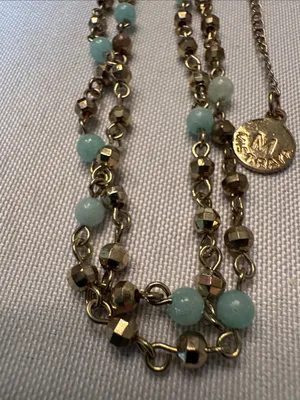 Gold-Wrapped Olive Green Teardrop Pendant Necklace thumbnail 4
