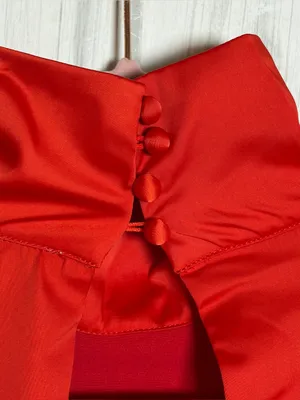 NWT WNTRMSE Kenzie Satin‎ Mini Dress in Red Open Back Mock Neck, US 6 ($245) thumbnail 7