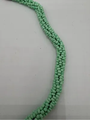 Mint Green Seed Bead Fringe Bib Necklace Boho Statement Festival Jewelry thumbnail 4