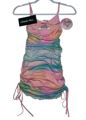 NWT Dolls Kill x My Little Pony Dress Pastel Rainbow Cinched Size XS New thumbnail 1